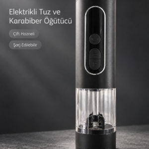 Mutfak ve Sofra Kullanımına Uygun Çift Hazneli Elektrikli Tuz Karabiber Öğütücü