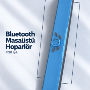 USB Bellek ve TF Kart Destekli Şarj Edilebilir Bluetooth Masaüstü Hoparlör Mavi