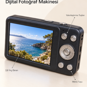 64 GB’a Kadar Hafıza Kartı Destekli Siyah Dijital Fotoğraf Makinesi