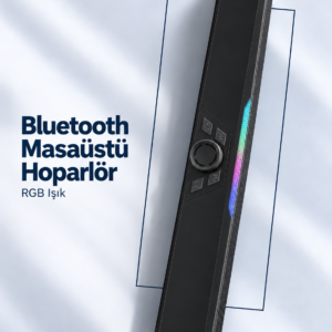 Monitör Altı Kullanıma Uygun Şarj Edilebilir Bluetooth Soundbar Hoparlör Siyah