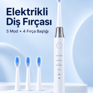 1. Hassas ve Masaj Modlu USB Şarjlı Beyaz Elektrikli Diş Fırçası 3 Başlık Hediyeli