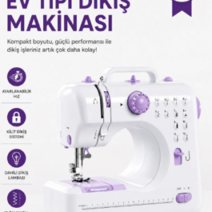 Kompakt Çok Fonksiyonlu Dikiş Makinesi 12 Desenli Ayarlanabilir Hızlı Ayak Pedallı