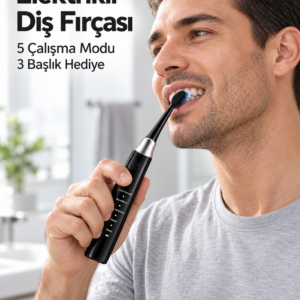 5 Çalışma Modlu Siyah Elektrikli Diş Fırçası 3 Yedek Başlık Hediyeli