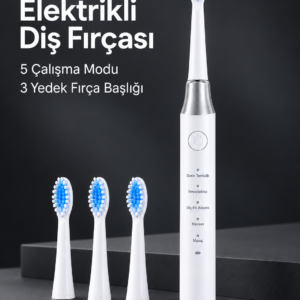 5 Çalışma Modlu Beyaz Elektrikli Diş Fırçası 3 Yedek Başlık Hediyeli