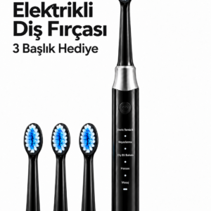Siyah Elektrikli Diş Fırçası 3 Yedek Başlık Hediyeli