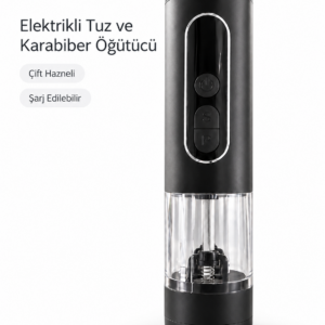 Çift Hazneli Şarj Edilebilir Elektrikli Tuz ve Karabiber Öğütücü