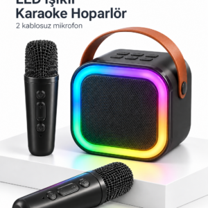LED Işıklı Bluetooth Karaoke Hoparlör Seti