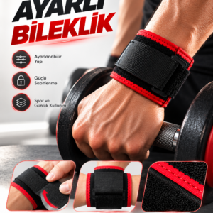 Ayarlı Bileklik Güçlü Cırt Cırtlı Sabitleme Geniş Sarım Siyah Kırmızı