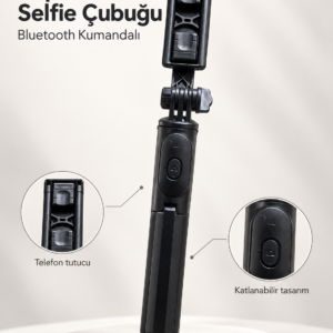 Fotoğraf ve Video Çekimleri İçin Kablosuz Kumandalı Telefon Selfie Çubuğu