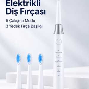 3 Yedek Başlık Hediyeli USB Şarjlı Beyaz Elektrikli Diş Fırçası