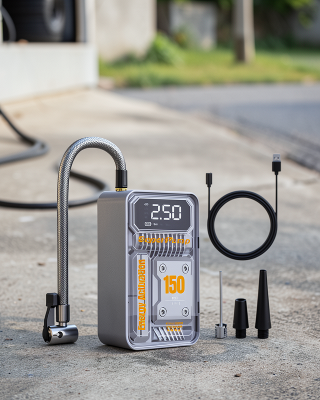 Araç Lastik Pompası 150 PSI 60W Motorlu Kompakt Kullanım