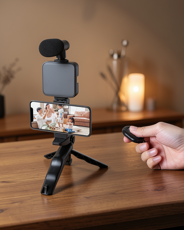Vlog Kiti LED Işıklı Mikrofonlu Telefon Tutucu UUCZZZAY49KAMERATELEFONTUTUCU6