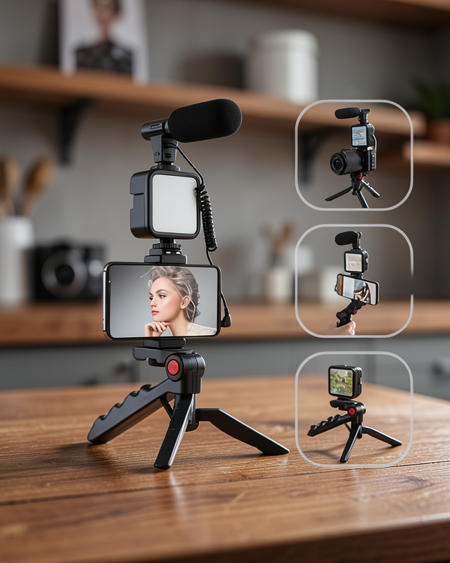 Vlog Kiti Mini Tripod Telefon Tutucu UUCZZZAY49KAMERATELEFONTUTUCU5