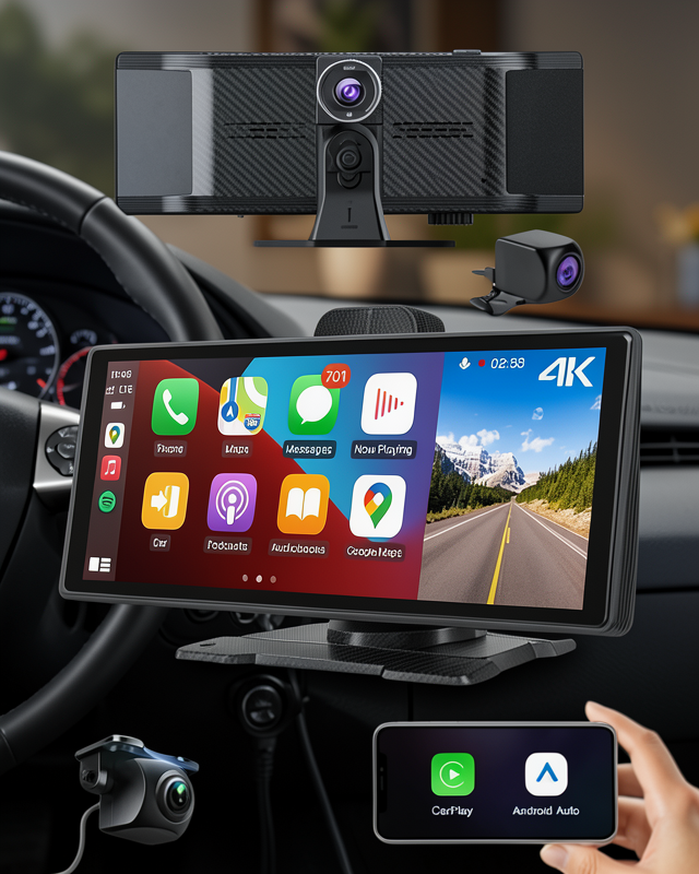 Kablosuz CarPlay Ekranı 10.26 inç Ön Arka Çift Kamera