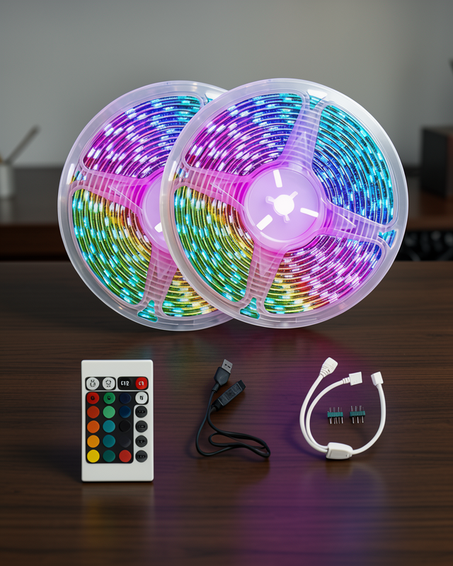 10M RGB Şerit LED Kumandalı Renkli İç Mekan