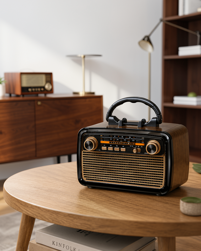 Bluetooth Müzik Kutusu Ahşap Dokulu Vintage LED XUCZZZNOSTALJİKR-1-1