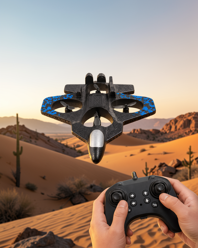 4 Pervaneli Jet Uçak Drone 360° Takla Renkli Işık UCZZD166UCAK-4