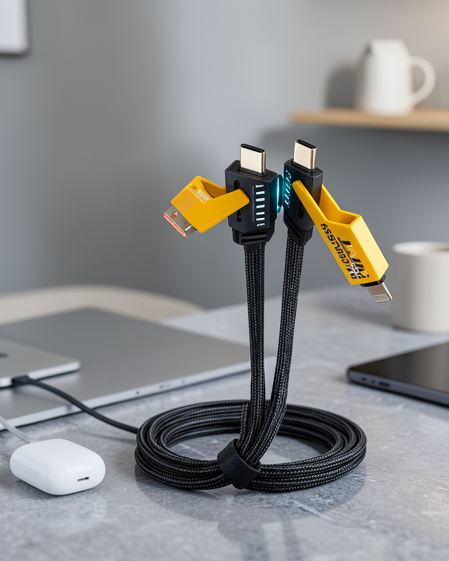 4'ü 1 Arada Örgülü USB-C USB-A Kablo 65W Hızlı Şarj XUCZZZİKİLİŞARJKABLOSU-1-1
