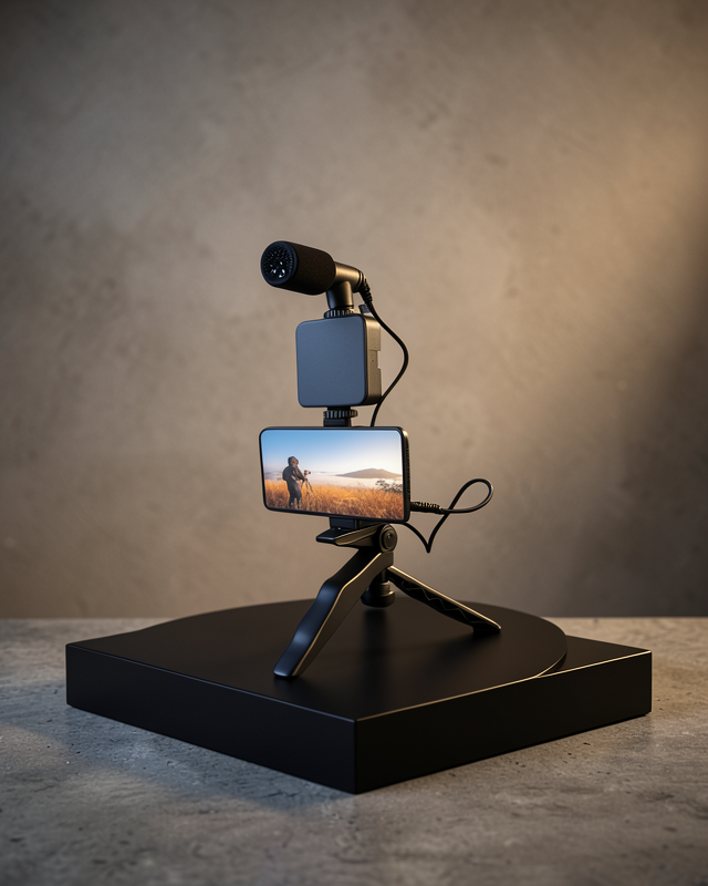 Tripod Telefon Tutucu Kumandalı Mikrofon LED Işık UCZZZAY49KAMERATELEFONTUTUCU2