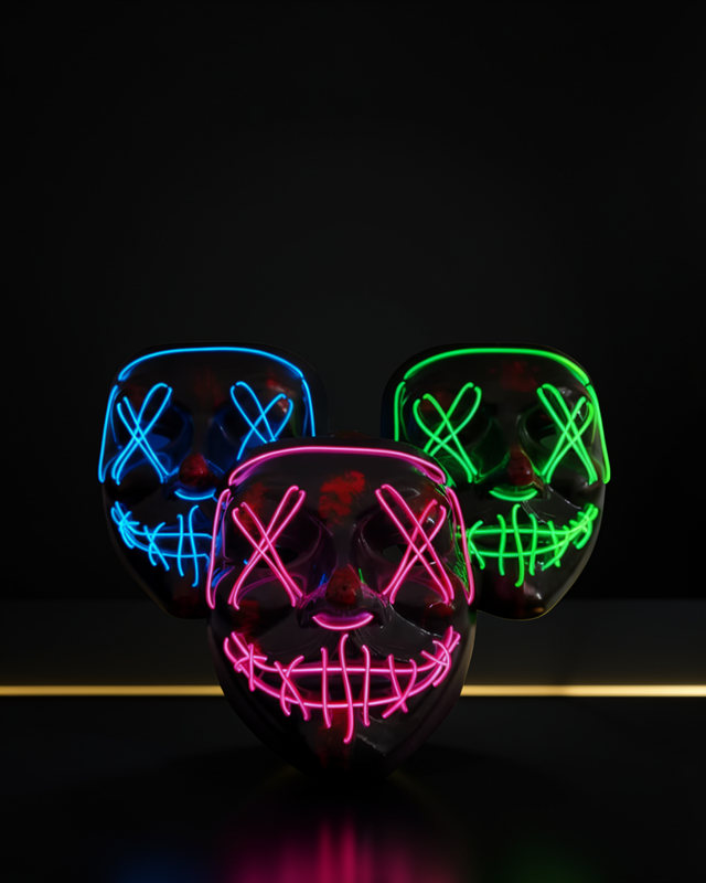 Parti Maskesi Neon LED Işıklı 3 Modlu UCZZZLEDMASKEEEEEE2