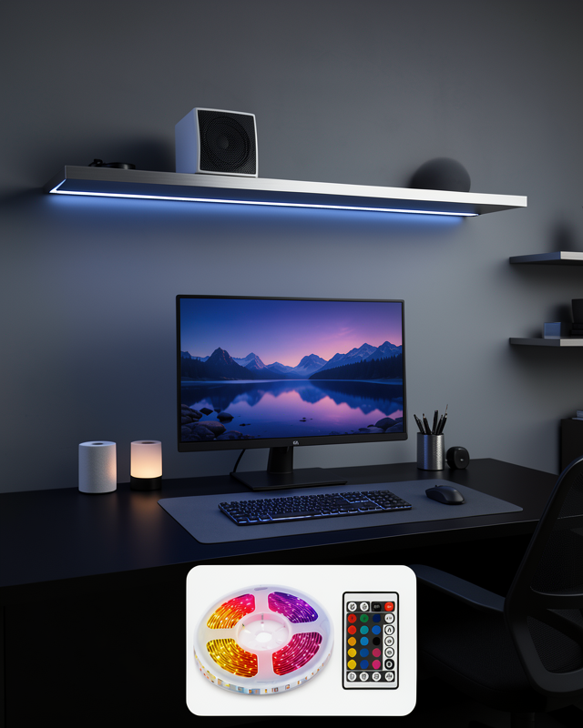 5M RGB Şerit LED Seti 12V 2835 SMD Kumandalı Ev Oda ve Dekoratif Ambiyans Aydınlatma