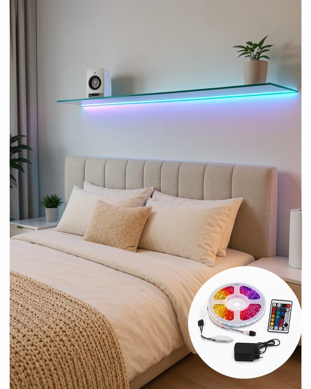 2835 RGB Şerit LED 5 Metre 54 LED/M Uzaktan Kumandalı Renkli Dekorasyon Işığı