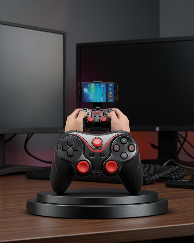 Gamepad X3 Oyun Kontrolcüsü Telefon Tutucuyla 10 Saat Süreyle