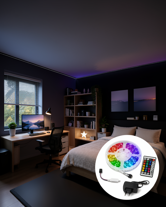 5 Metre RGB Şerit LED 2835 SMD 54 LED/M Uzaktan Kumandalı Dekoratif Aydınlatma