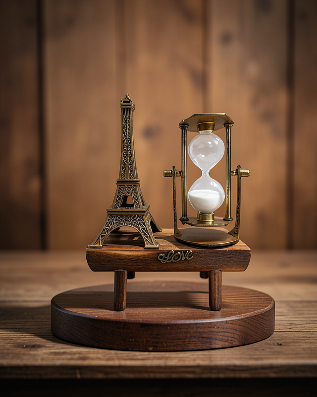 Kum Saati Ahşap Görünümü Retro Eiffel Kulesi UCZEYFELKULESİKUMSAATİİ3