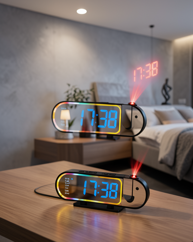 LED Dijital Masa Saati 12/24 Saat Gösterimi Ds3827masasaatı-3