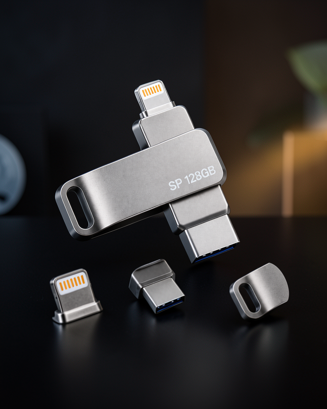 USB Bellek 128GB Çoklu Girişli Lightning Type C 128gbıphoneotg-2