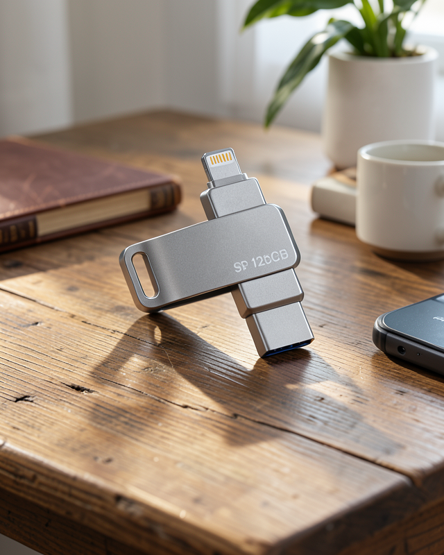 Döner Tasarım 128GB USB Flash Bellek Lightning Type C Uyumlu Model