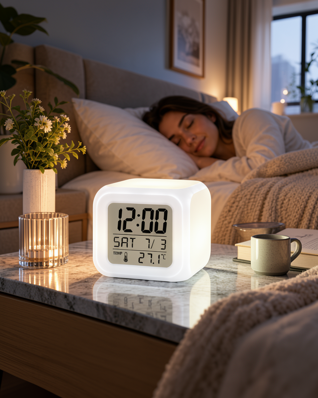 Küp Saat LED Işıklı Sıcaklık Göstergeli kupsaat-4
