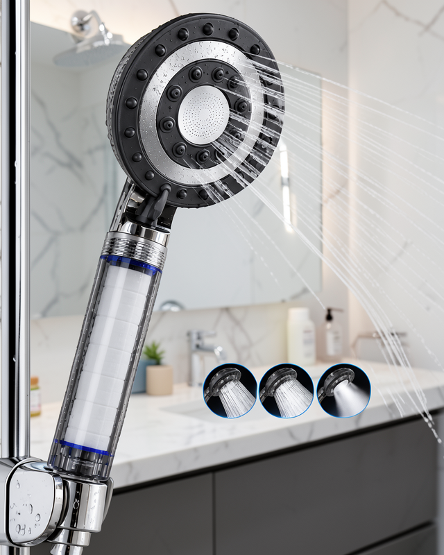 Filtreli Masajlı Duş Başlığı Siyah 5 Su Akışı Model: masajlıfiltrelidus-siyah-4