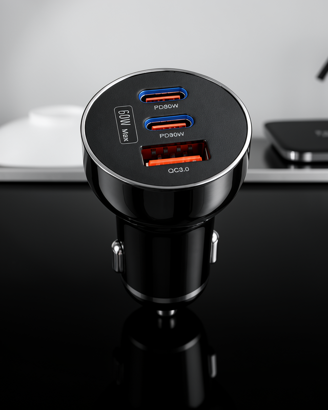 Araç Şarj Cihazı 60W Çift USB-C PD USB-A QC3.0 UCZZLNX01ÇAKMAKLIKŞARJ
