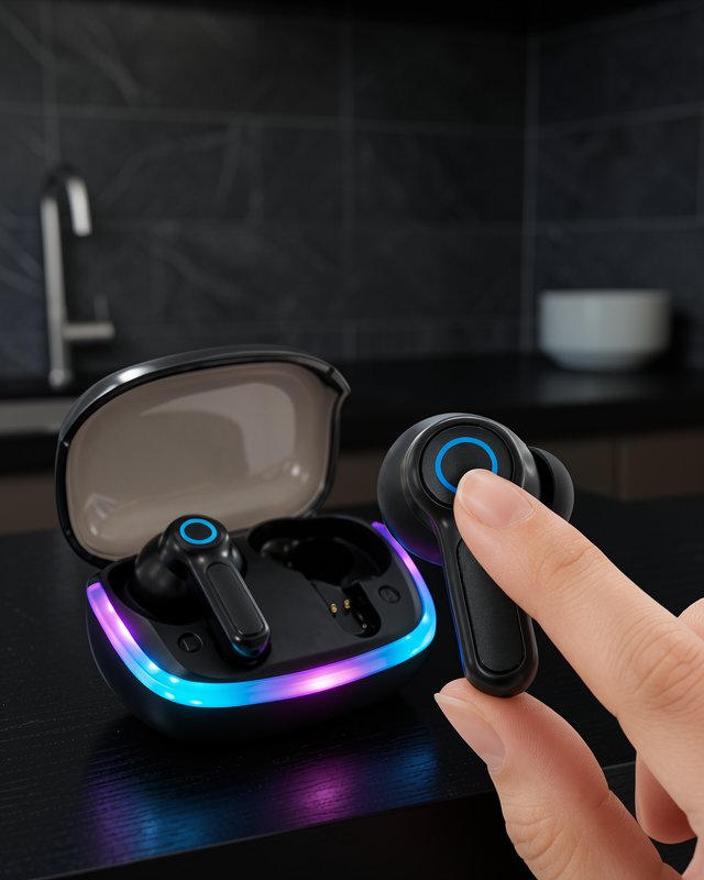 Kablosuz Kulaklık Bluetooth 5.4 Quad ENC Mikrofonlu RGB Şarj Kutulu