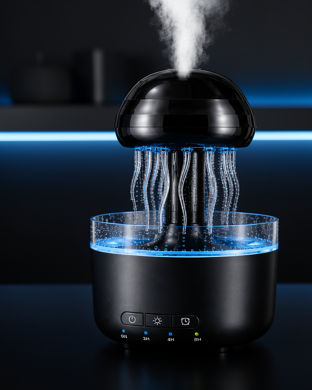 Ultrasonik Nemlendirici Denizanası Tasarımı RGB LED Işıklı Zaman Ayarlı