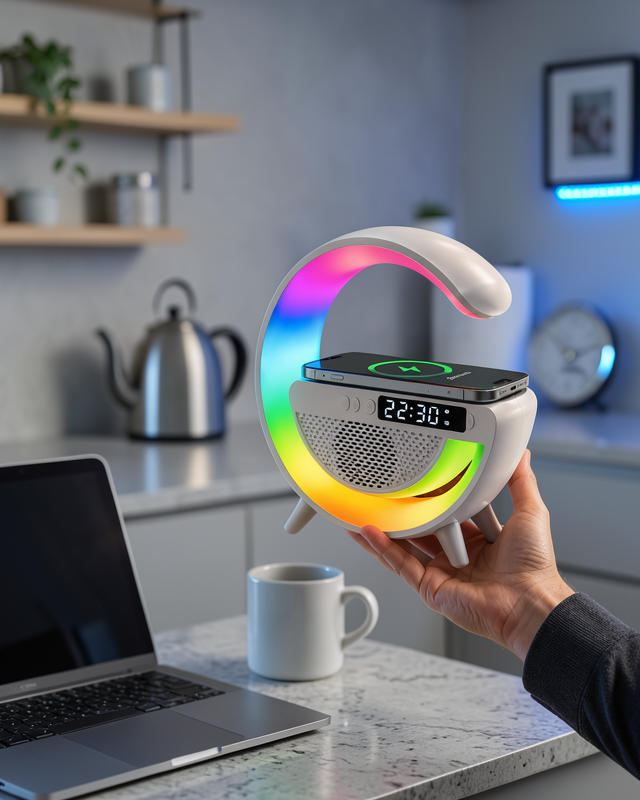 Kablosuz Şarjlı LED Masa Lambası Çalar Saat 13 Renk XUCZGOOGLEDİJİTAL-8