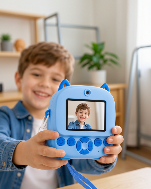 Çocuk Fotoğraf Makinesi Selfie Özellikli UCZZS5PRİNTERMAVİ-4