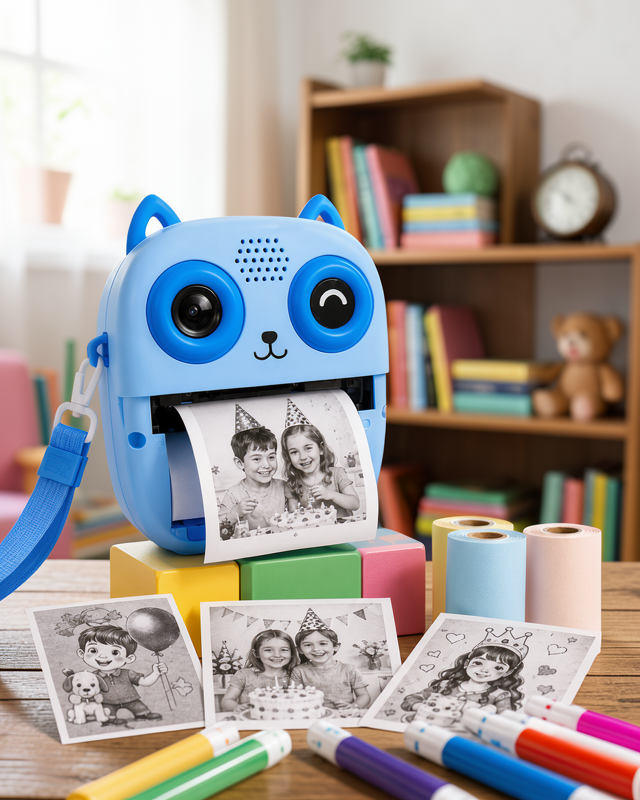Çocuk Fotoğraf Makinesi Termal Yazıcı UCZZS5PRİNTERMAVİ-1