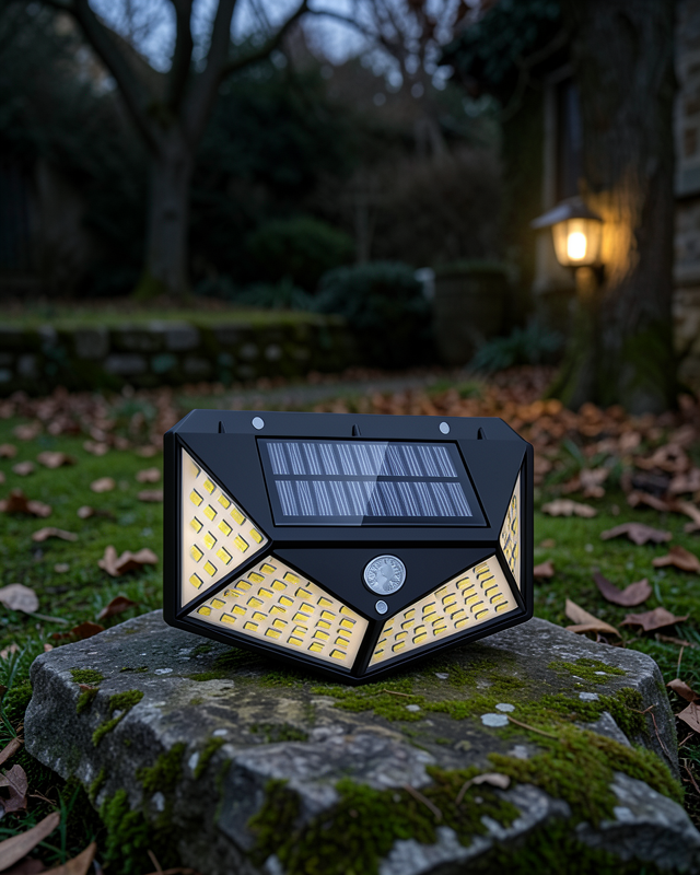 Güneş Enerjili 100 LED Hareket Sensörlü Dış Mekan Lamba XUCZZZDUVARLAMBASI-1-1