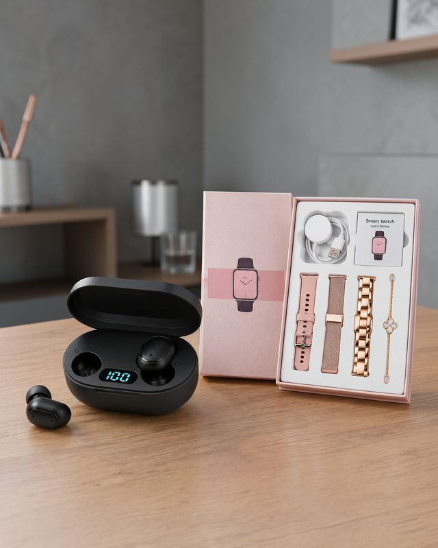 Akıllı Saat + Bluetooth Kulaklık + Şarjlı Bileklik UUCZG9STWS6-1