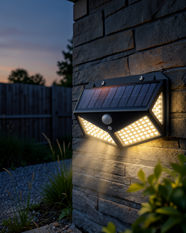 Solar Duvar Lambası 100 LED IP65 Su Geçirmez UUCZDUVARLAMBASI3-1