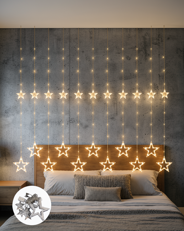 Perde Tipi Yıldız Desenli Peri Led 3x3 Metre UCZZZYILDIZPERİLED-7