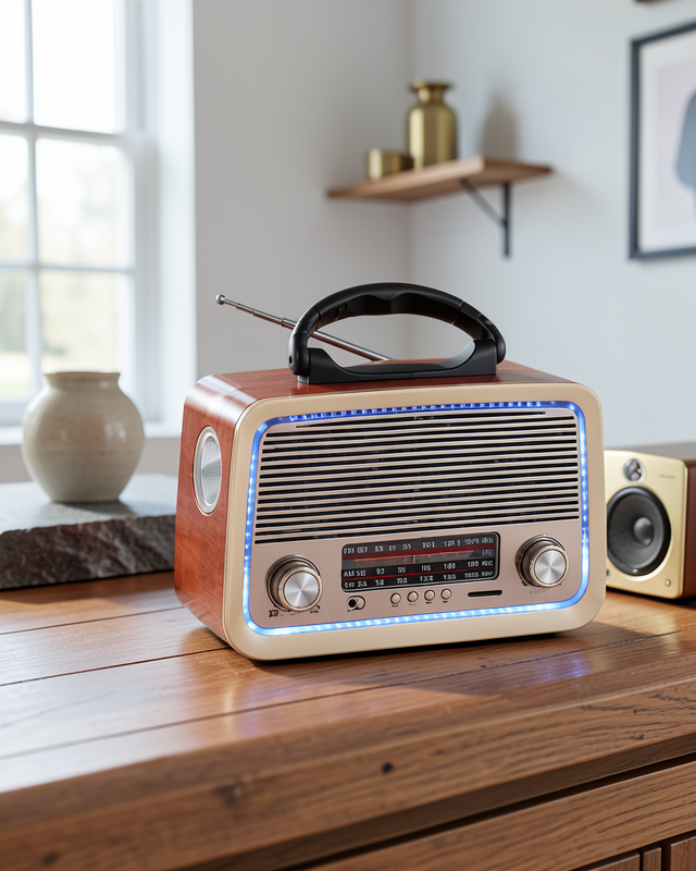 Nostalji Bluetooth Radyo Ahşap Eskitme Tasarım UCZZZV01NOSTALJİ-6