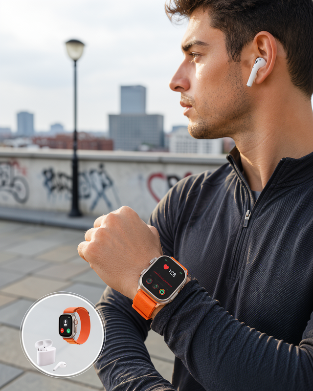 S8 Ultra Akıllı Saat ve Bluetooth Kulaklık 2'li Set