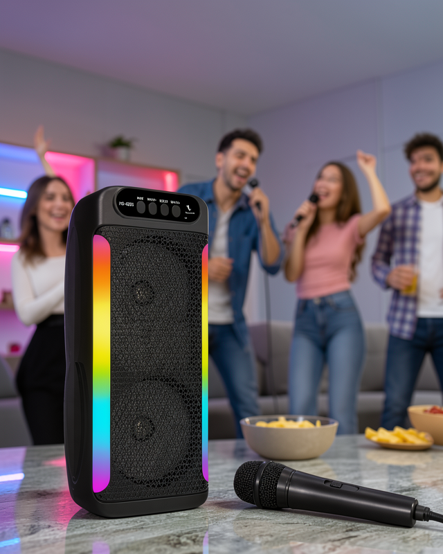 Çift Hoparlörlü Taşınabilir Bluetooth Speaker RGB Işıklı UCZZZPG4261-6