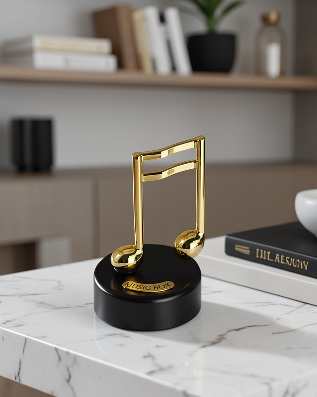 Dönen Müzik Kutusu Altın Nota Figürlü UCZZZNOTAMÜZİKUTUSU-6