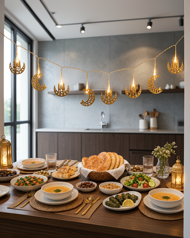 Minareli Hilal LED Işık Gold Metal Gövdeli UCZZZMİNARERAMAZANLEDIŞIK-6