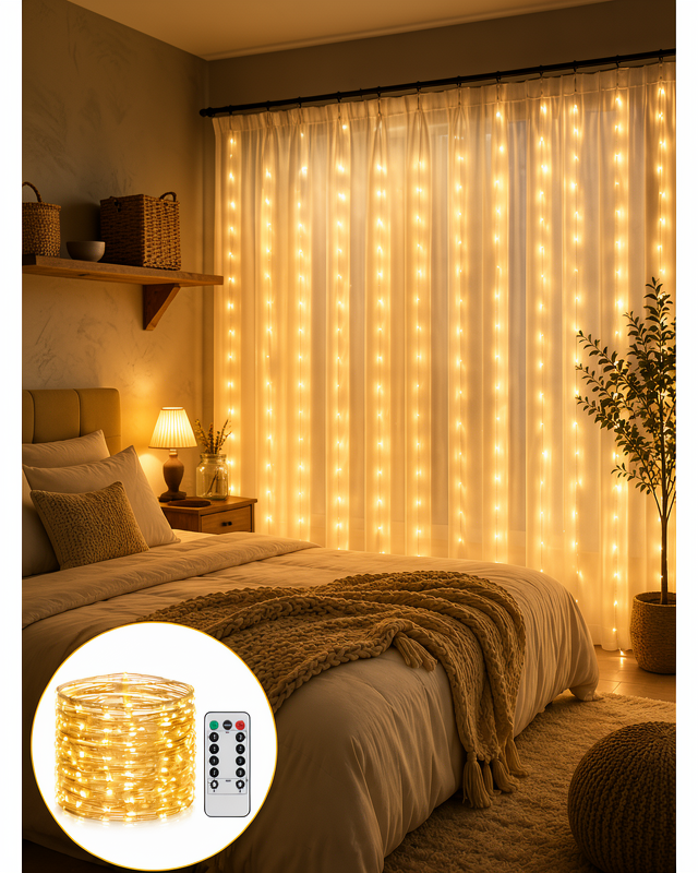 Dekoratif Perde Peri Led Günışığı 8 Fonksiyonlu UCZZZ3X3GÜNIŞIĞIKUMANDALIPERDE-8
